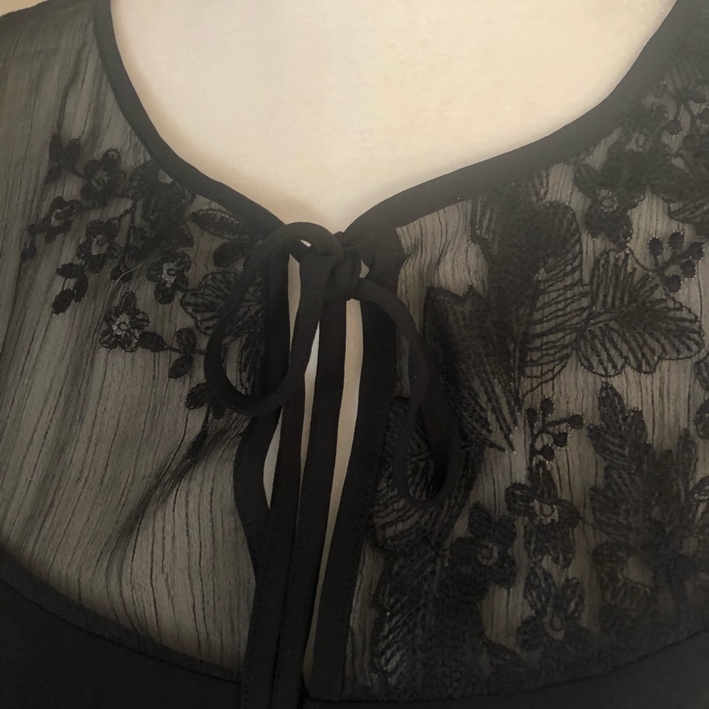 BLACK RUFFLE LACE ORGANZA SWING DRESS SIZE MED - Picture 11 of 14